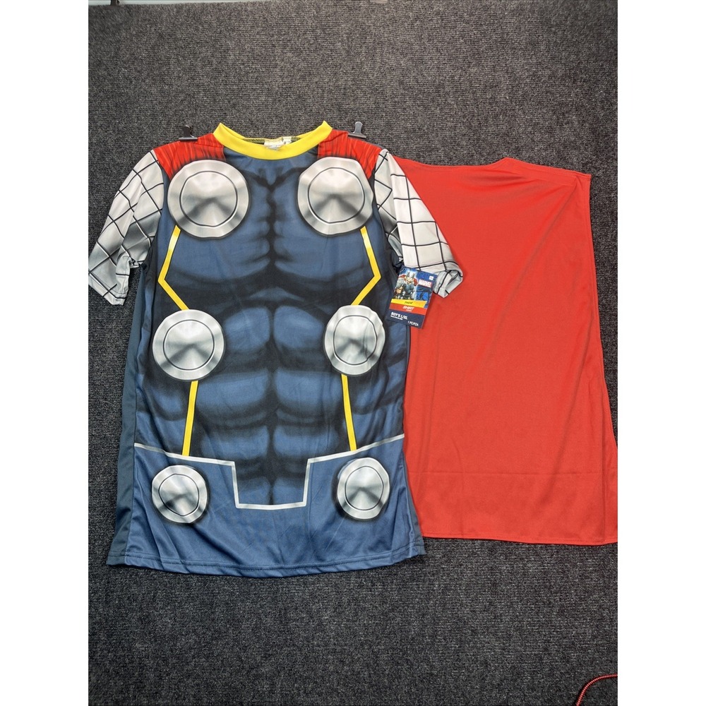 Marvel Thor Shirt/Costume Boys Size L/XL Mens S Cos Play Halloween Pajama W Cape